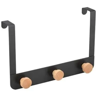 MSV Kleiderhaken, 3 Haken, Naya, Schwarz & Bambus, Black, 30x7x20cm