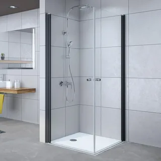 Breuer Elana 6 Duschkabine mit Drehtür 80 x 200 cm schwarz Sicherheitsglas