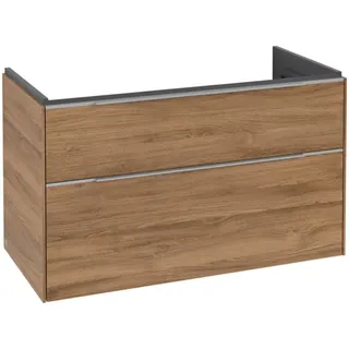 Villeroy & Boch Subway 3.0 Waschbeckenunterschrank, 2 Auszüge, 973x576x478mm, C57000RH, Farbe: Front/Korpus: Kansas Oak, Griff: Aluminium glänzend