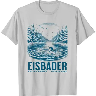 Eisbaden- Kaltes Wasser warmes Herz - Ich Bin Eisbader T-Shirt, Herren, Silber, XL