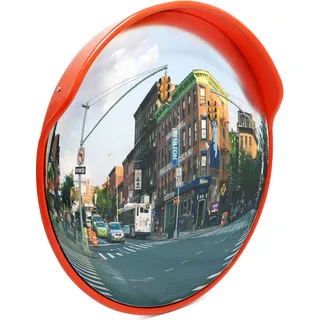 Wiltec Verkehrsspiegel 75 cm konvex mit Schutzhaube, runder Sicherheitsspiegel mit 130-160° Sichtfeld, Konvexspiegel aus Polycarbonat, Überwachungsspiegel für Ausfahrten inkl. Montagematerial