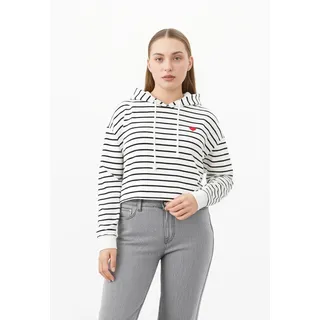 Pieces Kapuzenpullover Cloud Dancer/Black/Heart Emb L