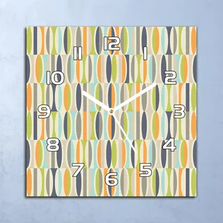 Deko Glasuhr Wanduhr 30x30 Retro Muster Formen Quarz Küchenuhr Bürouhr