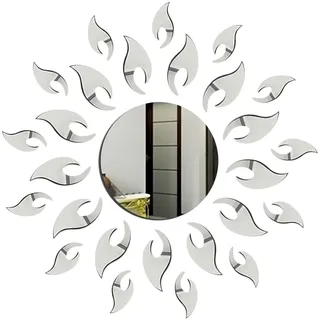 Sun Flower 1pcs Silber 3D Sonnenblume Spiegel Wandaufkleber,Selbstklebend Wand Aufkleber Acryl Wandtattoo Dekorativer Spiegel,Wandaufkleber Dekoration für Schlafzimmer Wohnzimmer Badezimmer Wanddeko