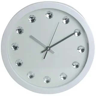Wanduhr mit Kristallen 30 cm weiß - Schwarz