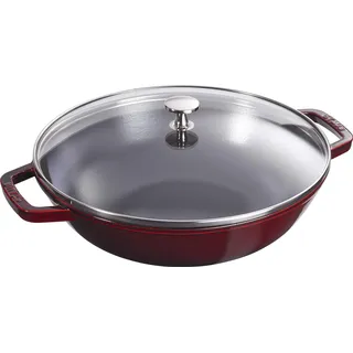 Staub Wok 30 cm, Gusseisen, Induktionsgeeignet, grenadine-rot