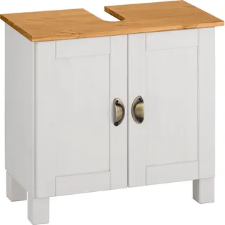 Home Affaire Waschbeckenunterschrank HOME AFFAIRE "Oslo", weiß (weiß, honig), B:60cm H:55cm T:30cm, Massivholz, Schränke, Waschbeckenunterschrank, Breite 60 cm