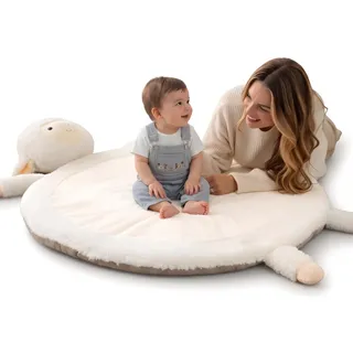 RUGUIES Krabbeldecke Baby Dick Gepolstert (100x100 cm) - Spielmatte Weich Plüsch Waschbar für Kinderzimmer, Spielteppich Krabbelmatte und Geschenk zur Geburt