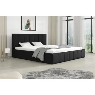 Polsterbett Doppelbett DETROIT Komplettset 120x200cm Stoff Magic Velvet Schwarz - Schwarz