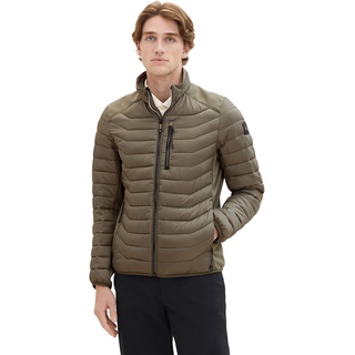 TOM TAILOR Herren 1038606 Hybrid Steppjacke mit Stehkragen, 32097-smokey Olive Green, XXL