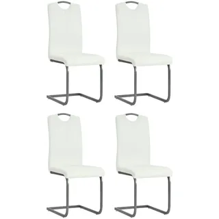 vidaXL Freischwinger 4 Stk. Weiß Kunstleder