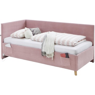 Meise Möbel meise.möbel Polsterbett Cool Cord Rosa Rose 90 x 200 cm