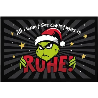 MoonWorks® Fußmatte Weihnachten Grinch Ruhe Anti Weihnachtsdeko Weihnachtsmuffel rutschfest & waschbar schwarz 60x40cm