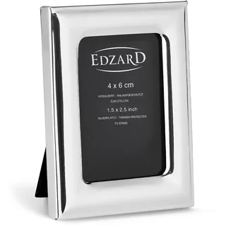 EDZARD Mini-Bilderrahmen Adria (Foto 4x6 cm) versilbert anlaufgeschützt | Silberrahmen für Fotos 4x6 cm, Samtrücken, zum Stellen, Fotorahmen, Portraitrahmen, Geschenk Hochzeit