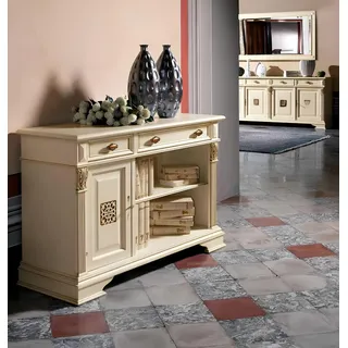 Italienische Design Möbel Antik - Holz Bar Anrichte Schrank Kommode Sideboard - Weiß