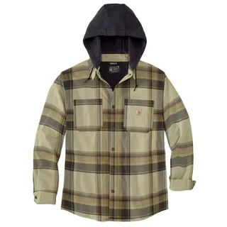 CARHARTT Herren Übergangsjacke Flannel Sherpa-Lined Hooded, Farbe:dark brown, Größe:M
