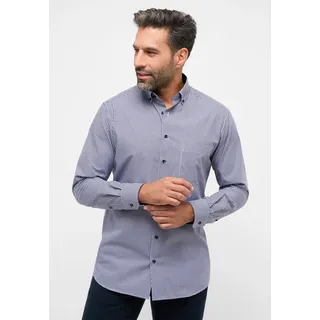 Langarmhemd ETERNA "MODERN FIT", Herren, Gr. 46, Normalgrößen, navy, Popeline, 100% Baumwolle, tailliert, Manschette, Hemden Langarmhemd, NON IRON (bügelfrei)