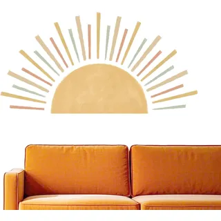 Lufdegim Wandtattoo Sonne Selbstklebend Wandaufkleber Wandsticker Sonne Boho Wandsticker für Wanddeko Babyzimmer Schlafzimmer, Klassenzimmer 108 x 55 cm