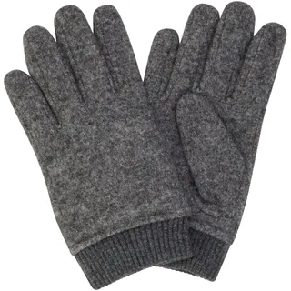 BOSS Strickhandschuhe "Kalsper" mit Labelaufnäher aus Leder, medium grau 030
