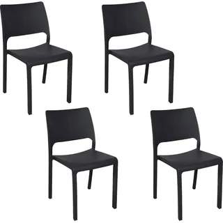 4er Set Gartenstühle Ancona, Gartensitz, Für drinnen und draußen, Stapelbar, Italy, 47x53 h82 cm, Anthrazit - Grau