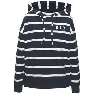 ELBSAND Kapuzensweatshirt Gestreift Marine/Weiß XL