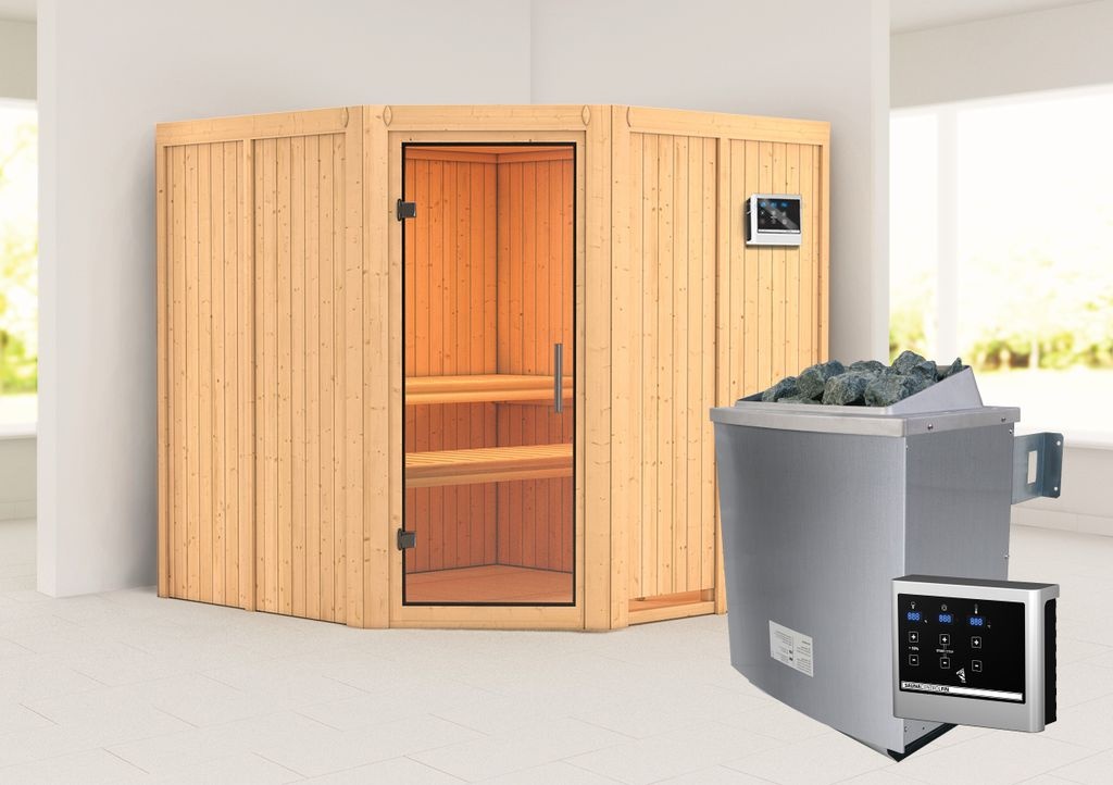 Bild von Sauna Jarin Eckeinstieg 68 mm - 9 kW Ofen externe Steuerung Easy,