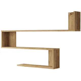 [en.casa] Wandregal Kitee , Holzwerkstoff , 3 Fächer , 120x71.5x14.5 cm , Wohnzimmer, Regale, Wandregale