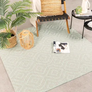 In- & Outdoor Teppich Quadrat - Summer Retro Mint - 120x120cm - Modern, Retro - Balkon, Garten / Terrasse -  FRAAI | Home & Living - Türkis