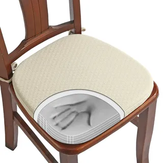 BUYUE Luxus Memory Foam Stuhl Kissen 1 Pack, Jacquard 40cm U-Form komfortable Esszimmerstuhl Pad, abnehmbare rutschfeste Küche Stuhl Sitzkissen, (1 Stück, Beige)