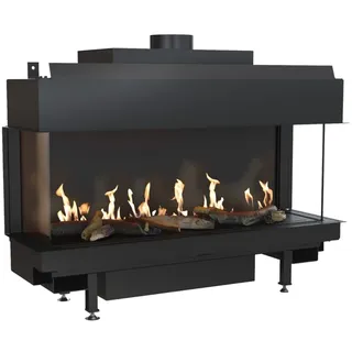 Kratki Gaskamin LEO 100 | Eckkamin 3-seitig | 8,2 - 9 kW | Gasart wählbar