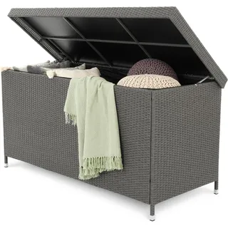 di volio Gartenbox Belia - grau, Auflagenbox 880 L, mit abschließbarem Deckel, wasserdicht & wetterfest, für Kissen oder Gartengeräte, bis 220 kg - Beige