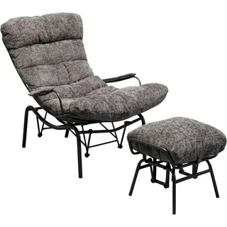 Kare Design Sessel + Hocker Vienna Swing, Grau, Schaukelsessel, Schwing-Funktion, 40 cm Sitzhöhe, Wohnzimmer, Schlafzimmer, 97x83x106 cm (H/B/T)