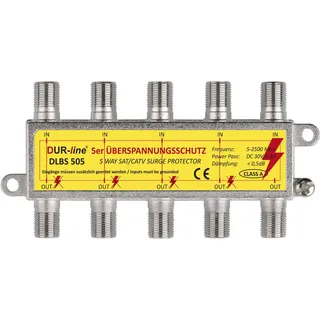 DUR-line DLBS 505 Sat Überspannungsschutz 5-Fach – Blitzschutz Koaxial für SAT-Anlage & Kabel-TV – 5 x Schutz in 1 Gehäuse – 5-2500 MHz, 0,5 dB Dämpfung, 8 KA, Class A