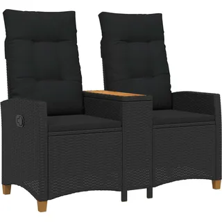 vidaXL Liegebank mit Tisch Schwarz 126 x 65 x 112 cm Poly-Rattan - Schwarz