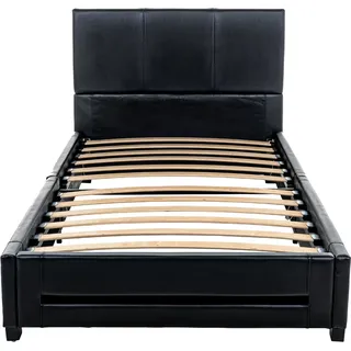 HOME DELUXE - LED Bett ASTEROID - Schwarz, 90 x 200 cm - inkl. Lattenrost I Polsterbett Design Bett inkl. Beleuchtung - Schwarz