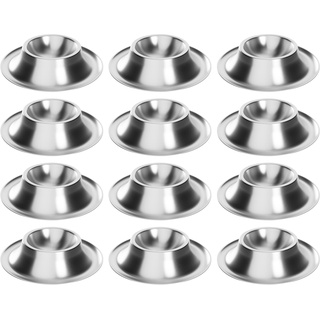 WELLGRO Eierbecher Set Edelstahl 8,6 x 2,4 cm (ØxH) Silber matt stapelbar rostfrei spülmaschinengeeignet, Stückzahl:12 Stück