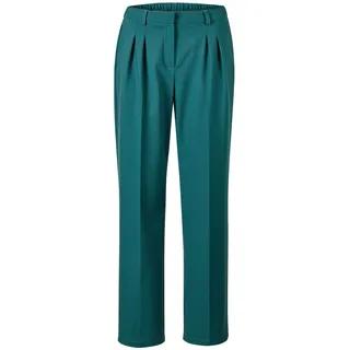 Chinohose GOLDNER "Kurzgröße Elegante Stoffhose mit Bügelfalten", Damen, Gr. 21, K-Gr, grün (dunkelgrün), Obermaterial: 64% Polyester PES. 32% Viskose CV. 4% Elasthan EL., gerade, Hosen Chinohose, Mit Bund- und Bügelfalten gearbeitet