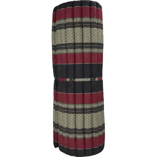Fine Asianliving Thaimatte Rollbar Kapokfüllung 200x100x4.5cm Schwarz Rot Thai Kissen Meditation Matte Matratze Kapok 301-C01 - Schwarz