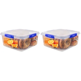Sistema KLIP IT PLUS Frischhaltedose, 5,5 l quadratisch, stapelbare und luftdichte Vorratsdose mit Deckel, geeignet für Kühl-/Gefrierschrank, BPA-freier Kunststoff (Packung mit 2)