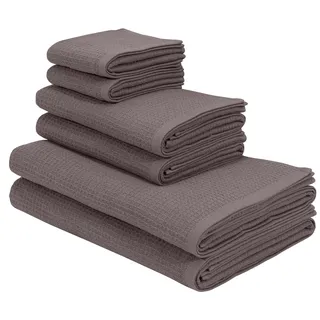 KangaROOS Handtuch Set »Cassidy, Handtuch in Premium Qualität, 500 gr/m2, Waffeloptik« Duschtücher, Handtücher, Gästetücher, 100% Baumwolle, 5 Jahre Garantie, grau