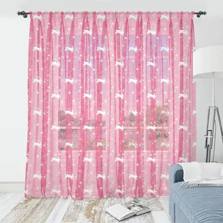 ABAKUHAUS Kindisch Wandteppich, Nette Kaninchen Springen rund um Blumen, Feld, Wiese Häschen Frühlings-Tier-Pastellkunst, Wohnzimmer Schlafzimmer seidiges Satin Wandtuch, 180 cm x 274 cm, Pink und Weiß