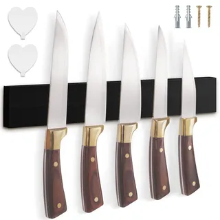 Cheerhom Magnetleiste Messer mit Magnet, Messerblock Magnetisch Ohne Messer, Messerhalter Magnetisch für die Küche, Magnet Messerhalter für 4-6 Messer Aller Art, 40 x 6 x 2 cm, Schwarz