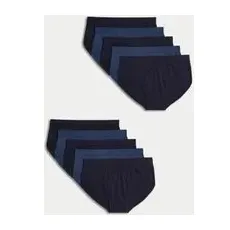 Mens M&S Collection 10er-Pack Slips aus Baumwolle - Navy/Blue, Navy/Blue, M