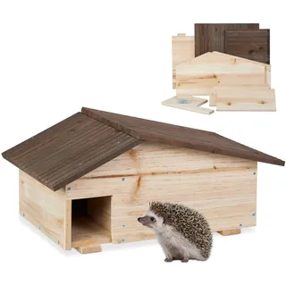 Relaxdays Igelhaus, Holz, Igelhotel mit Boden, 2 Kammern, Winterquartier für Igel, Garten, HBT: 24x46x33,5 cm, Farbwahl