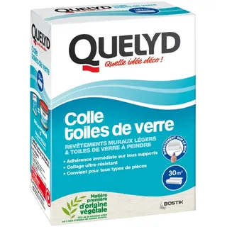 Quelyd Konzentrierter Glasfaserkleber – Glasfaserkleber fertig zum Verdünnen – alle Wandhalterungen – alle Räume einschließlich Küche und Badezimmer – lösungsmittelfrei – 1 kg (30 m2)