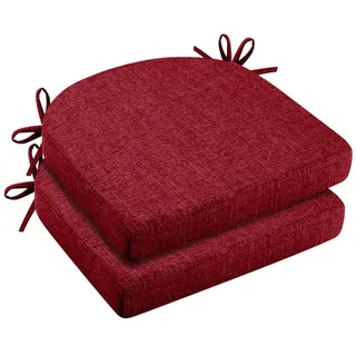 2er Set Stuhlkissen 43x42x5cm, Hochdichter Schaumstoff Sitzkissen, Bequemes Sitzkissen für Indoor/Outdoor, Stuhlauflage Gartenstuhl Balkonstuhl Kissen Sitzpolster für Esszimmer Wohnzimmer (Rot)