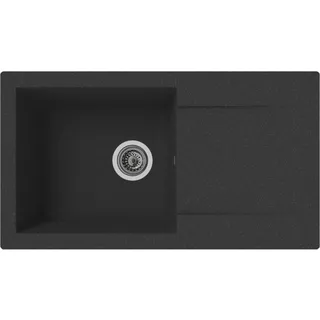 Respekta Denver eckig links Einbauspüle Mineralwerkstoff schwarz Handbetätigung 780 x 435 mm