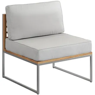 Ambia Garden Loungesessel , Edelstahlfarben , Holz, Textil , Teakholz , Hartholz , Füllung: Polyester , 67x71x70 cm , Gartenmöbel, Loungemöbel, Loungesessel