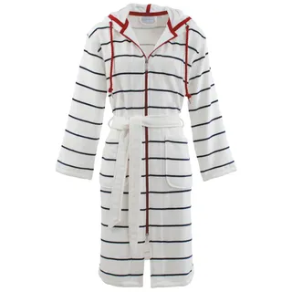 Damenbademantel CARL ROSS "246410" Gr. 36, blau (sanftes weiß, night blau), 36/38, Velours, Hausmäntel, Damenbademantel