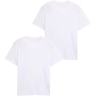 T-Shirt TOM TAILOR, Herren, Gr. XXL, weiß, Single Jersey, Obermaterial: 100% Baumwolle, unifarben, regular fit taillenbedeckt, Rundhals, gerader Abschluss, Shirts T-Shirt, mit Logo Print